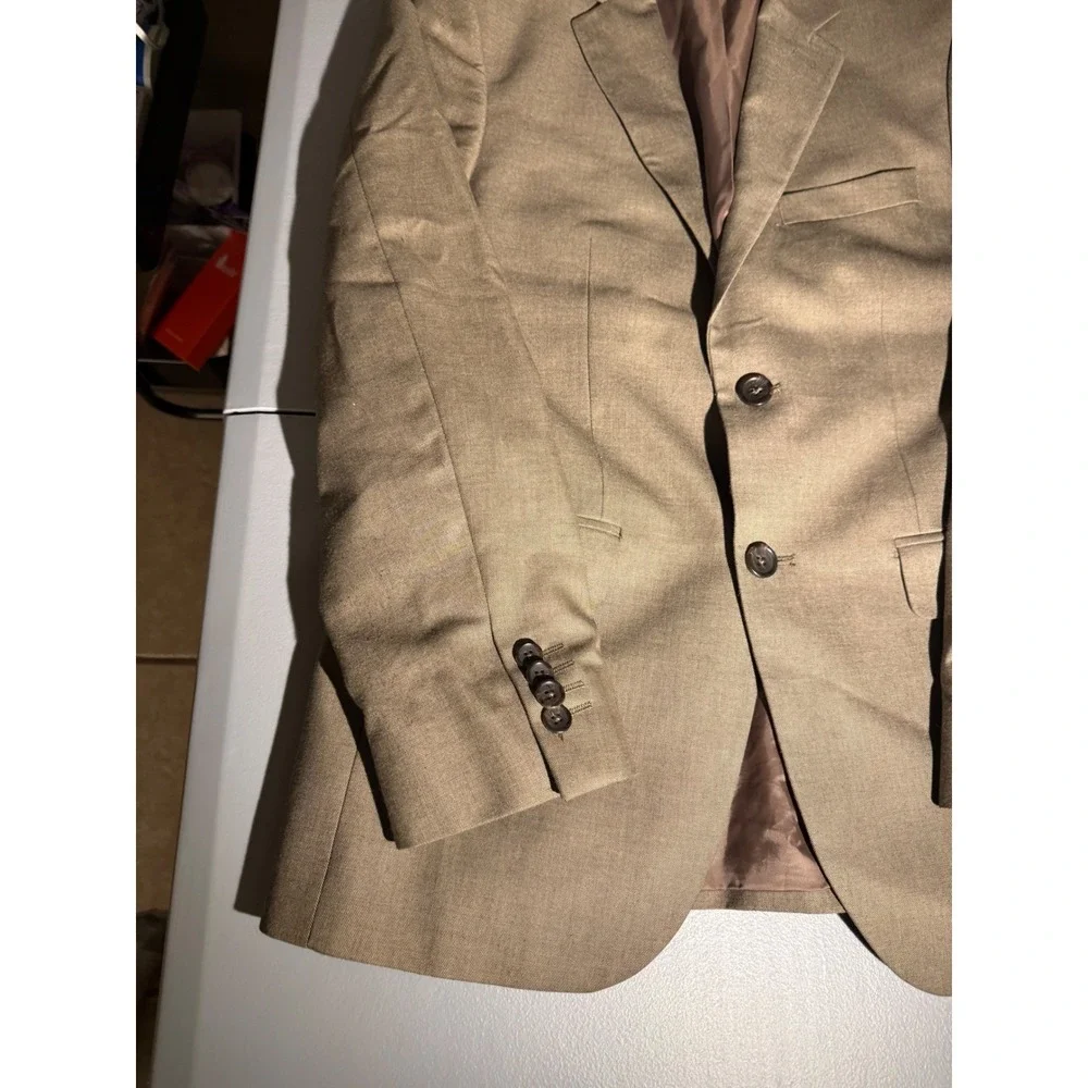 Banana Republic Mens 38S Tailored Slim Blazer Brown Stripe Sport Coat 924410-00